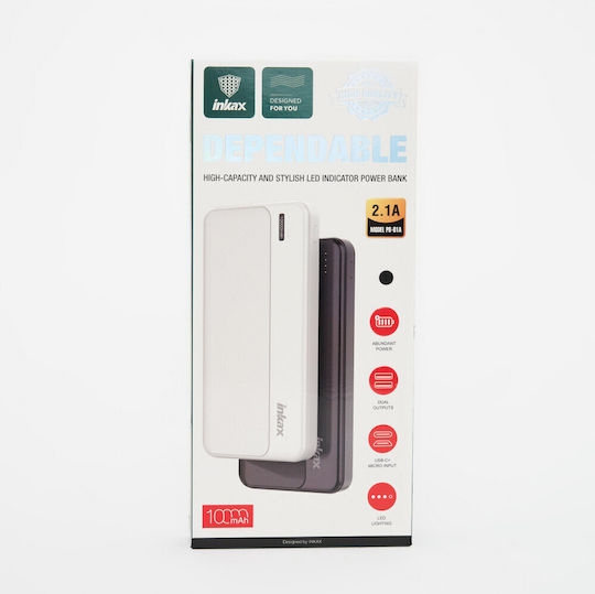 Inkax PB-01A Power Bank 10000mAh with 2 USB-A Ports Black view 2
