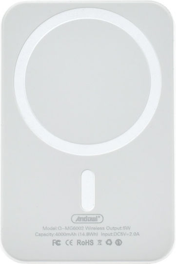 Andowl Q-MG6001 MagSafe Power Bank 6000mAh with USB-A Port and USB-C Port White vue 2