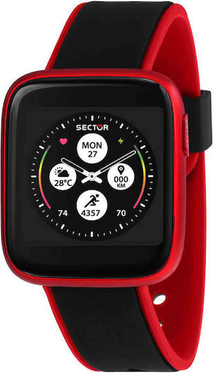 Sector S-04 Aluminium 40mm Smartwatch with Heart Rate Monitor (Red / Black)