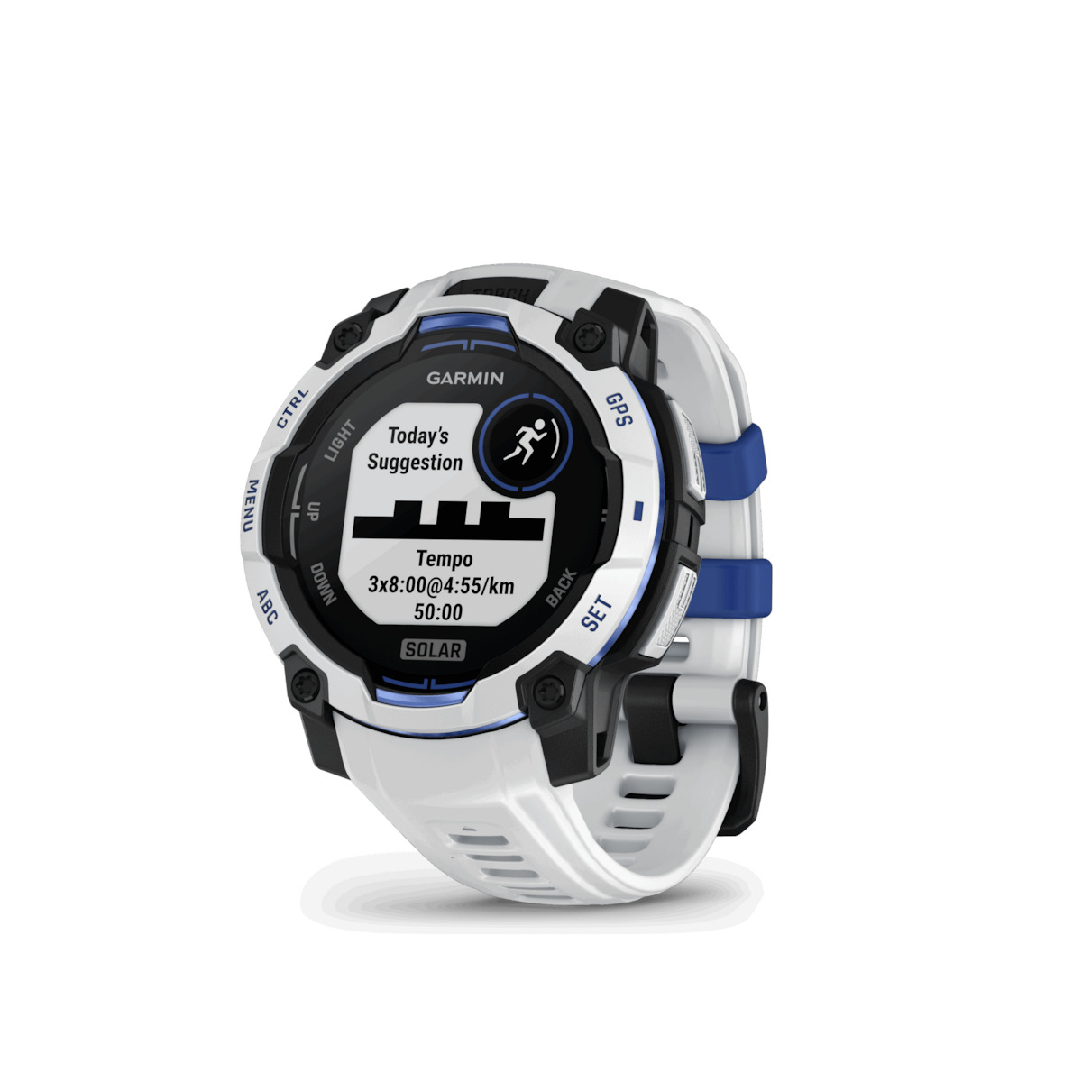 Garmin Instinct 3 Solar Aluminium 45mm Waterproof Smartwatch with Heart Rate Monitor (Whitestone and Blue Limited Edition) view 8