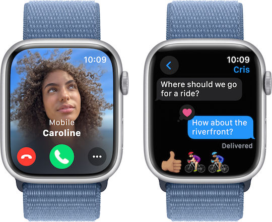 Apple Watch Series 9 Aluminium 45mm Waterproof with Heart Rate Monitor (Silver with Winter Blue Sport Loop) view 6