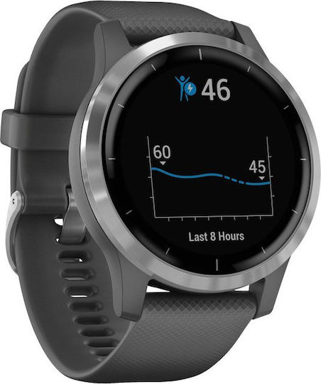 Garmin Vivoactive 4 Stainless Steel 45mm Waterproof Smartwatch with Heart Rate Monitor (Shadow Gray/Silver) view 3