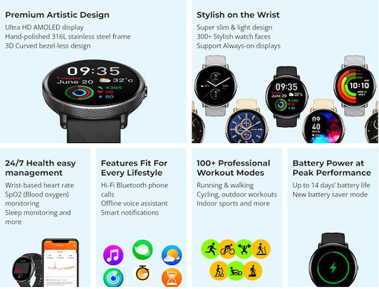 Zeblaze GTR 3 Pro Smartwatch with Heart Rate Monitor (Black) view 9
