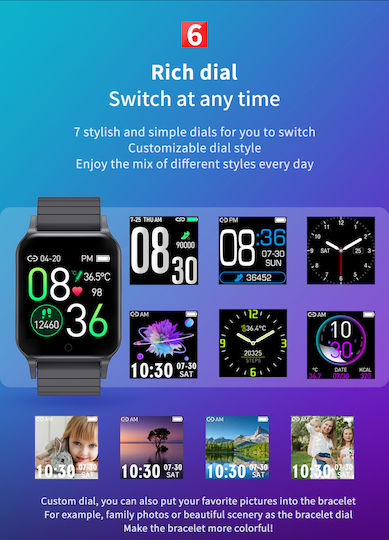 T96 Smartwatch with Heart Rate Monitor (Black) vue 7