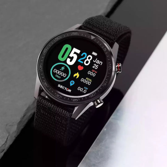 Sector S-02 46mm Smartwatch with Heart Rate Monitor (Black Fabric Strap) view 5