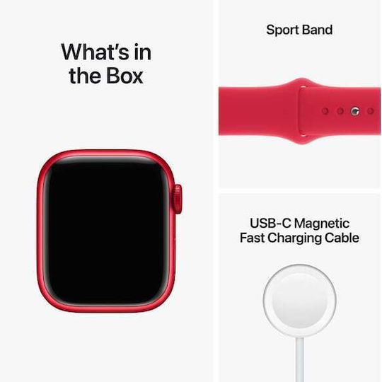 Apple Watch Series 8 Aluminium 41mm Waterproof with Heart Rate Monitor ((Product) Red) vue 7
