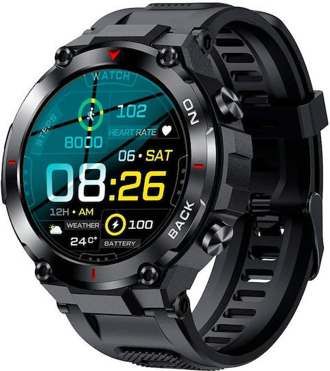 Aoke K37 45mm Smartwatch with Heart Rate Monitor (Black)