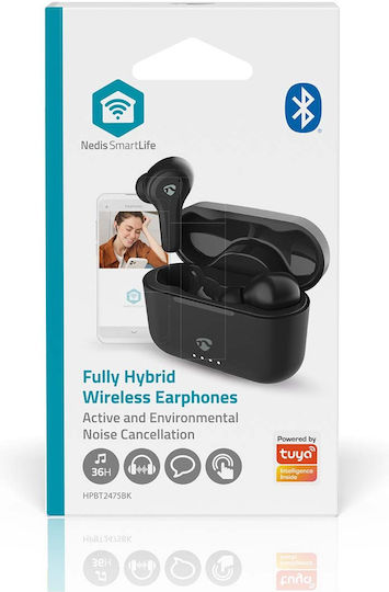 Nedis Fully Hybrid In-ear Bluetooth Handsfree Earphones With Charging Case Black view 4