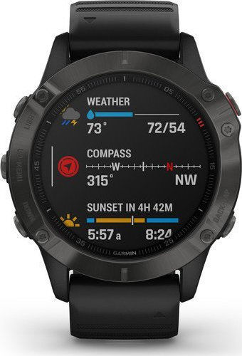 Garmin Fenix 6 Sapphire Stainless Steel 47mm Smartwatch with Heart Rate Monitor (Carbon Grey DLC with Black Band) view 7