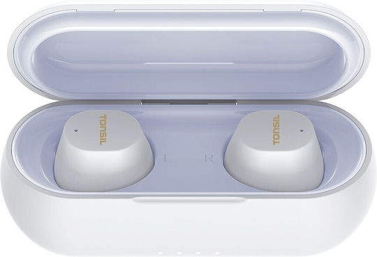 Tonsil T45BT In-ear Bluetooth Handsfree Earphones with Sweat Resistance and Charging Case White vue 2