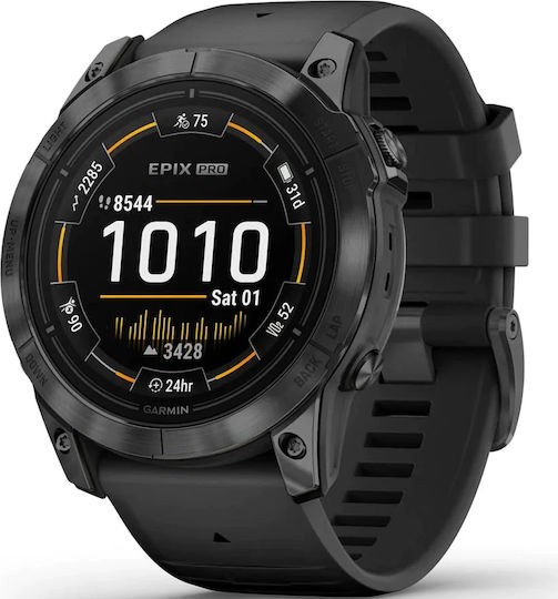 Garmin Epix Pro Stainless Steel 51mm Waterproof Smartwatch with Heart Rate Monitor (Slate Grey with Black Band) view 1