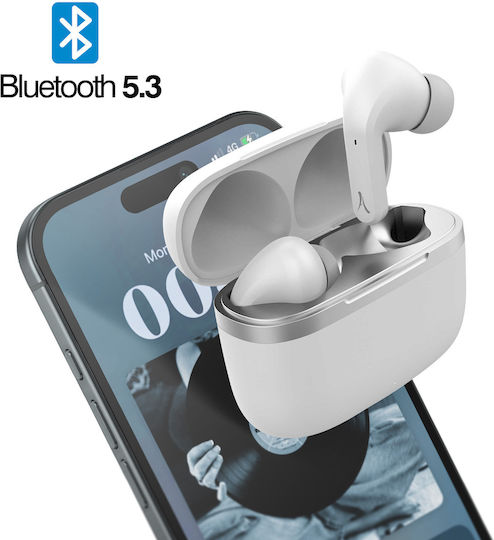 Akashi ALTBTEARBWH In-ear Bluetooth Handsfree Earphones with Charging Case White view 2