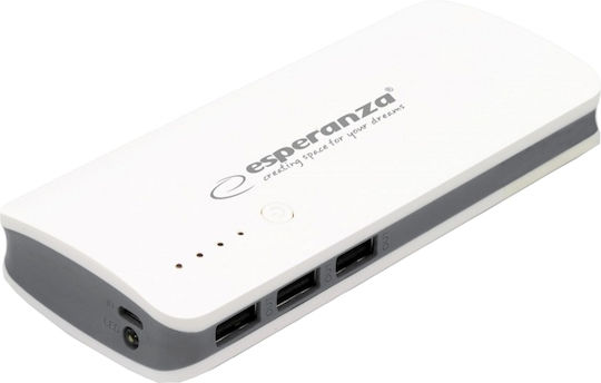 Esperanza EMP106 Power Bank 8000mAh with 3 USB-A Ports White/Grey