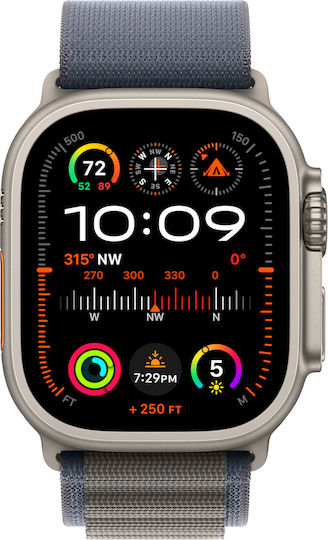 Apple Watch Ultra 2 Titanium 49mm Waterproof with eSIM and Heart Rate Monitor (Blue Alpine Loop - Large) view 1