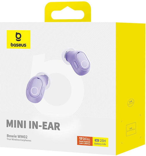 Baseus Bowie Wm02 Tws In-ear Bluetooth Handsfree Earphones with Charging Case Purple vue 7