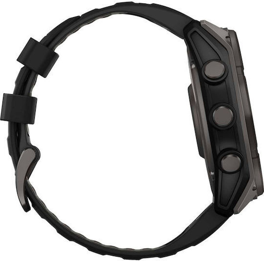 Garmin Fenix 8 Solar Titanium 51mm Waterproof Smartwatch with Heart Rate Monitor (Sapphire, Carbon Grey Dlc Titanium With Black/pebble Grey Silicone Band) view 5