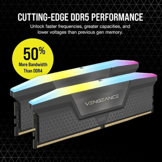 Corsair Vengeance AND EXPO DDR5 64GB RAM with 2x32GB Modules and Speed 5200 for Desktop CMH64GX5M2B5200Z40K vue 5