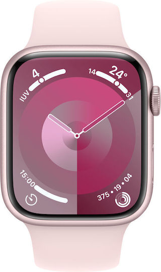 Apple Watch Series 9 Cellular Aluminium 41mm Waterproof with eSIM and Heart Rate Monitor (Pink with Light Pink Sport Loop) view 1