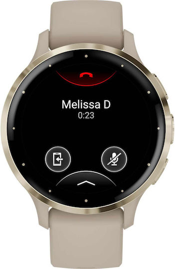 Garmin Venu 3S 41mm Waterproof Smartwatch with Heart Rate Monitor (Soft Gold Stainless Steel Bezel with French Gray Case and Silicone Band) view 5