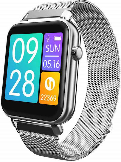 Smartwatch Fitness Bracelet Diamond Y6 Pro Max Heart Rate Monitoring Blood Pressure Monitoring Pedometer Health Monitoring Sleep Monitoring Fitness Monitoring Call App Notifications Magnetic Strap Silver view 1