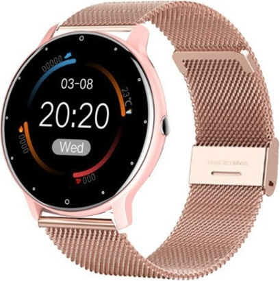 Zl02d 1.28 Inch Ip67 Waterproof Steel Band Smart Watch Support Heart Rate Monitoring Pink view 1