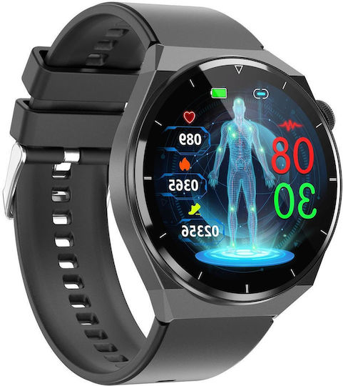 Tk20 1.39 Inch Ip68 Waterproof Silicone Band Smart Watch Supports Ecg Remote Families Care Body Temperature Monitoring Black view 2