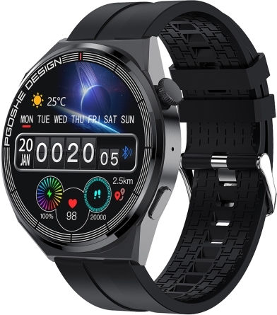 Pg3 Pro 1.41 Inch Tft Screen Smart Watch Support Heart Rate Blood Pressure Monitoring Black