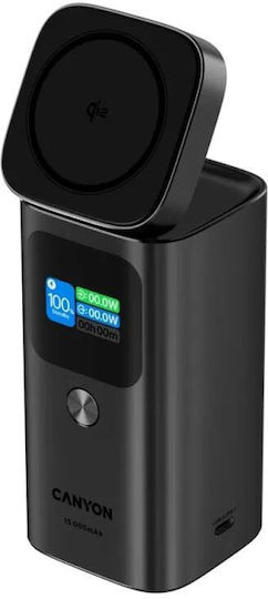 Canyon OnPower MagSafe 15000mAh 100W with USB-A Port and 2 USB-C Ports Power Delivery Black view 1