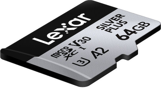 Lexar Professional Silver Plus microSDXC 64GB U3 V30 A2 UHS-I 205MB/s with Adapter view 6