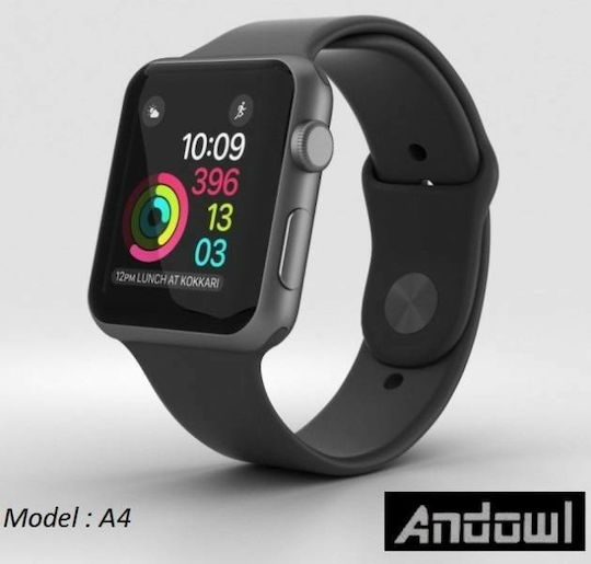 Andowl A4 Smartwatch with SIM and Heart Rate Monitor (Black) view 5