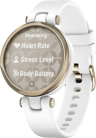 Garmin Lily Sport Aluminium Waterproof Smartwatch with Heart Rate Monitor (Cream Gold Bezel with White Case and Silicone Band) view 3