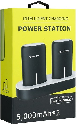 2x Docking Station Power Bank 5000mAh with USB-A Port Black view 5