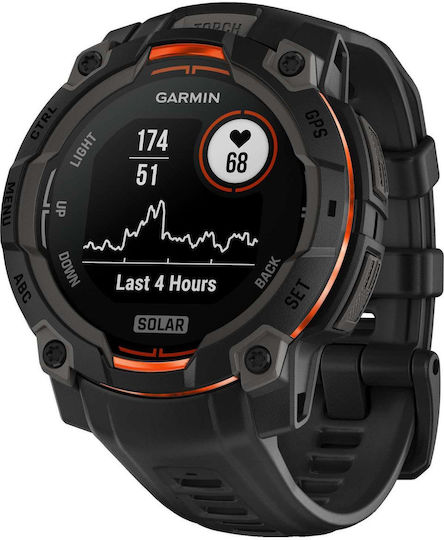 Garmin Instinct 3 Solar Aluminium 45mm Waterproof Smartwatch with Heart Rate Monitor (Black with Black Band) vue 3