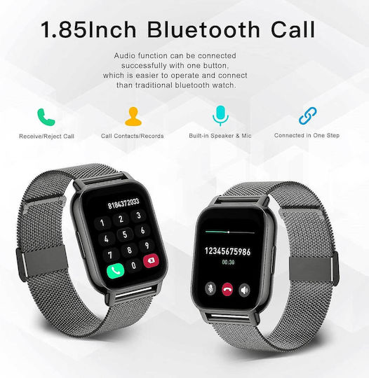 Popglory P66 Smartwatch with Heart Rate Monitor (Black) vue 2