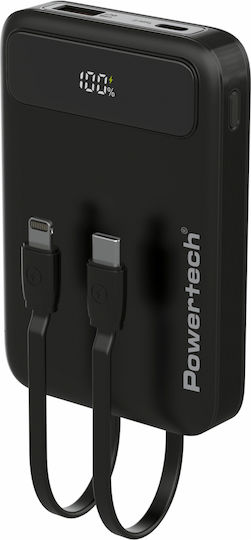 Powertech Power Bank 10000mAh 22.5W with USB-A Port and USB-C Port Power Delivery / Quick Charge 3.0 Black