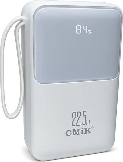 Cmik CM-611 Power Bank 20000mAh 22.5W with 2 USB-A Output Ports and USB-C Power Delivery Port White