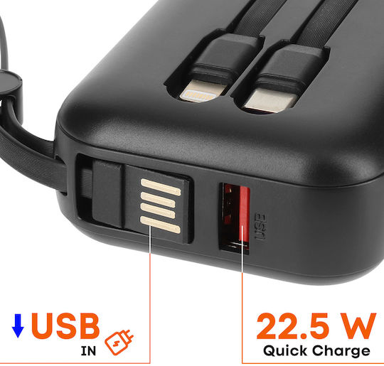 LinQ PD15502 Power Bank 10000mAh 20W with USB-A Port Power Delivery Black view 3