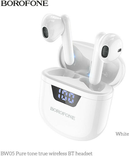 Borofone BW05 Earbud Bluetooth Handsfree Earphones with Charging Case White view 1