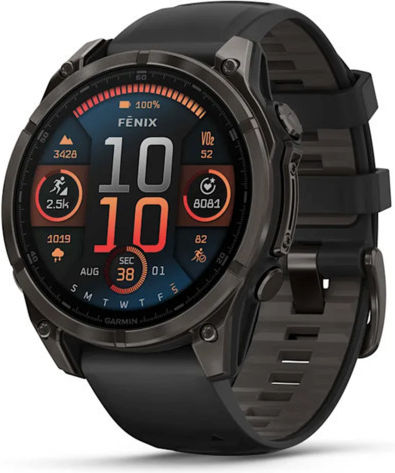 Garmin Fenix 8 Titanium 47mm Waterproof Smartwatch with Heart Rate Monitor (Sapphire, Carbon Grey Dlc Titanium With Black/pebble Grey Silicone Band) view 2