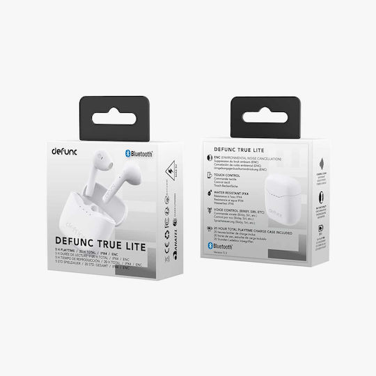 Defunc True Lite Earbud Bluetooth Handsfree Earphones with Sweat Resistance and Charging Case White view 3