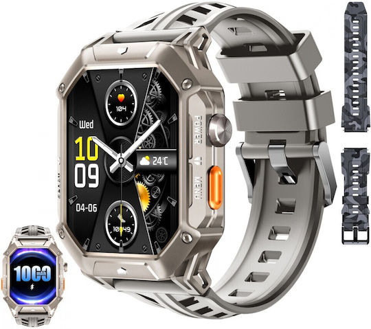 Oukitel BT80 Waterproof Smartwatch with Heart Rate Monitor (Gray) view 3