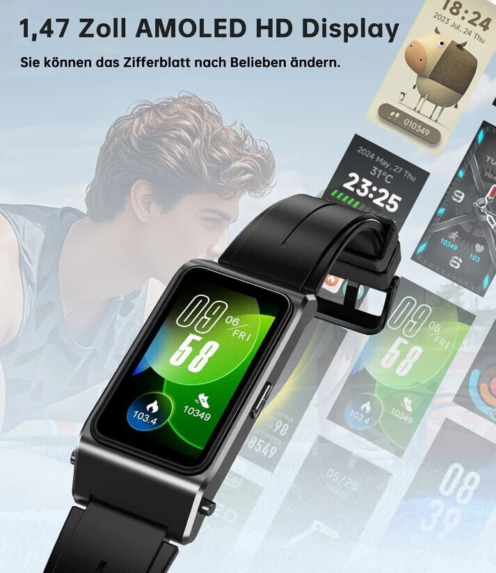 Oukitel BT11 Titanium Smartwatch with Heart Rate Monitor Black view 2