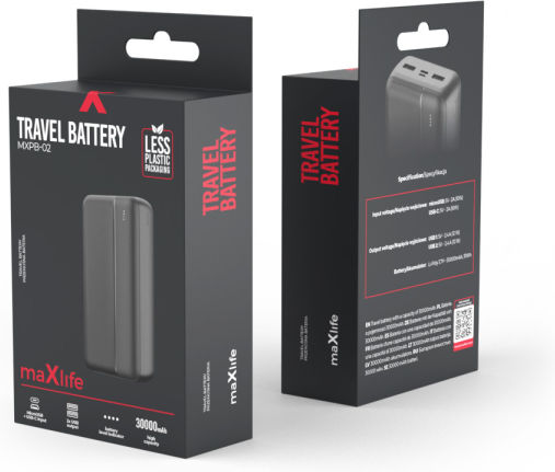 Maxlife MXPB-02 Power Bank 30000mAh with 2 USB-A Ports Black vue 3