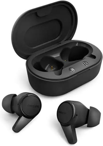 Philips TAT1207 In-ear Bluetooth Handsfree Earphones with Sweat Resistance and Charging Case Black vue 2