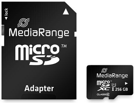 MediaRange microSDXC 256GB U1 UHS-I with Adapter vue 2