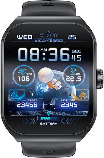Kumi KU7 Smartwatch with Heart Rate Monitor (Black) view 3