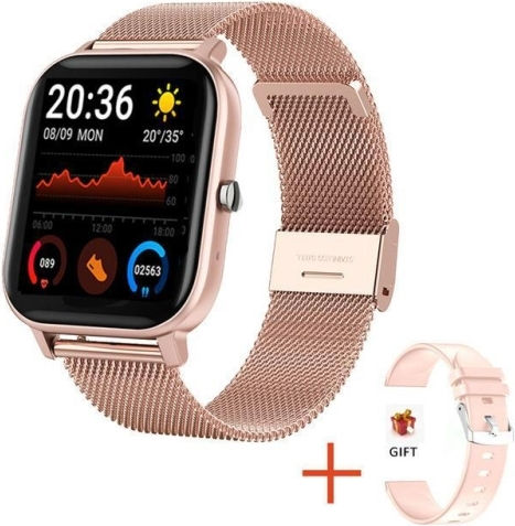H10 1.69 Inch Screen Bluetooth Call Smart Watch Support Heart Rate Blood Pressure/sleep Monitoring Color Gold Net+silicone