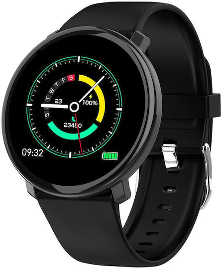 Smartwatch Colslim Max31 1.3 Inch Touch Screen Heart Rate Monitor Blood Pressure Sleep Pedometer Calorie Control Sedentary Reminder Call Text Notifications Android Ios Compatibility Ip67 Protection Rating Black Silicone