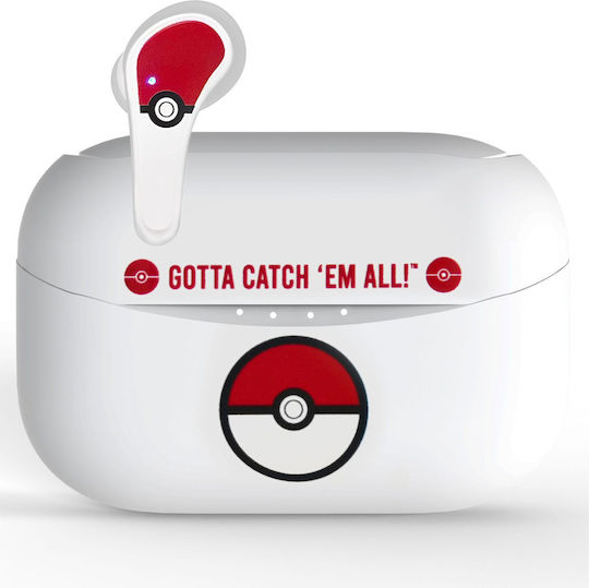 OTL Pokémon Poké ball In-ear Bluetooth Handsfree Earphones with Charging Case White view 4