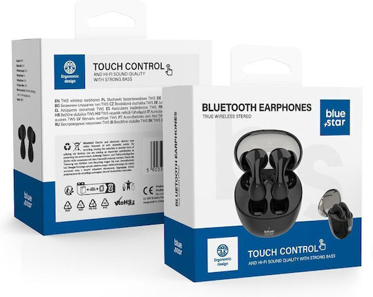 Blue Star BK99 In-ear Bluetooth Handsfree Earphones with Charging Case Black